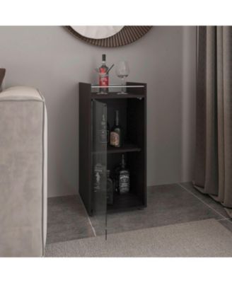 Compact Minibar Cabinet with 2 Doors and Open Shelf