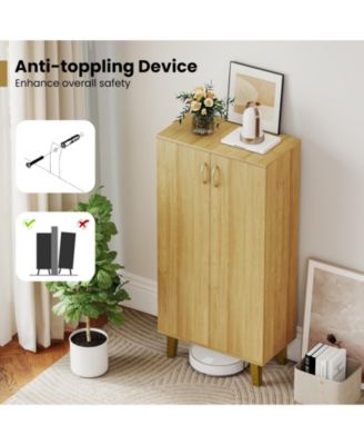 6-Tier Modern Freestanding Wooden Shoe Cabinet with Doors and Removable Shelves