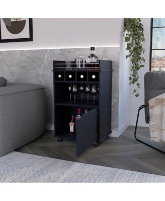 Bar Cart for Living Room with Bottle Storage and Open Shelf