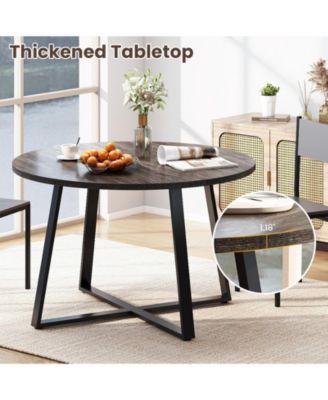 47 Inch Round Dining Table with Stable X-shaped Base and Round Thickened Tabletop.