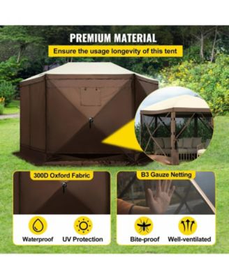  6-Sided Pop-Up Gazebo Screen Tent with Mesh Windows