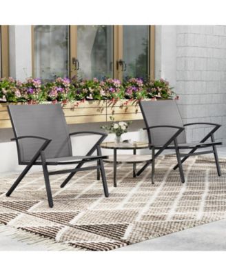 Patio Chairs Set of 2 Lawn Chairs with Heavy Duty Metal Frame