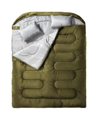 Double Sleeping Bag Adults Pillow Queen Two Person Camping Hiking Backpacking All Season Cold Warm