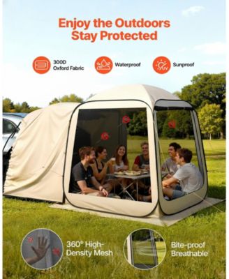 Pop Up SUV Tailgate Screen Tent 6x6 ft for 4-6 People with Carry Bag and Netting Sides