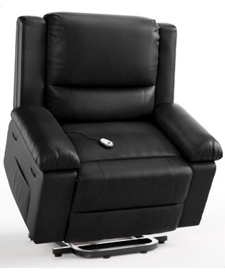 Electric Lift Recliner Chair - Heat and Massage, PU Leather Power Lift Recliner for Elderly and Mobility Impaired, Adjustable Back and Legs