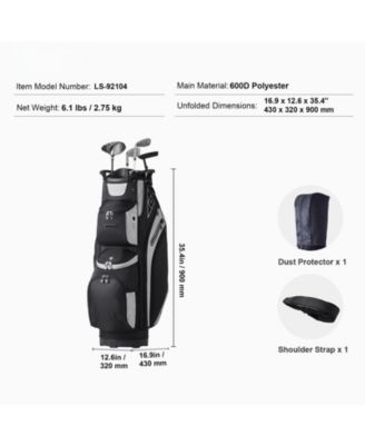 Golf Cart Bag with 14-Way Divider Top, 36" Premium Cart Bag with 13 Pockets, Handles, Dust Cover & Detachable Straps