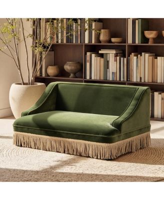 Performance Velvet Princess Pet Bed Sofa with Fringe Skirt by Duchess