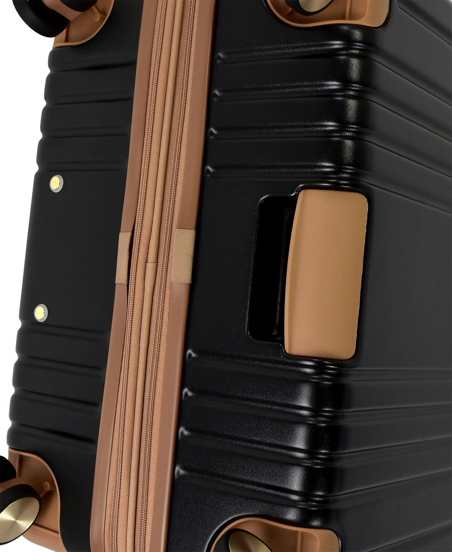 Чемодан London Fog Southbridge Carry-On Expandable Hardside Spinner, цвет: Чёрный / Песочный — фото 5