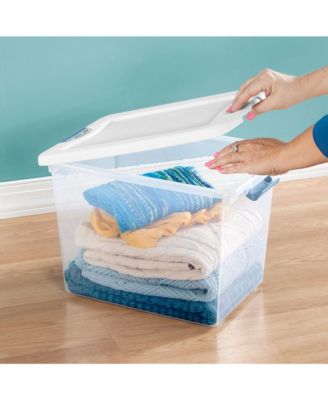 25 Quart Latching Storage Box, Stackable Bin with Latch Lid, 12 Pack