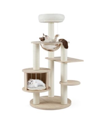 Cat Tree 52 inch Wooden Multi-Level with Plush Cushions