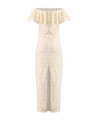 chinese dress ladies Aries Black Lace Bardot-Neck Maxi Dress With Gathered Detailing  Club L  London