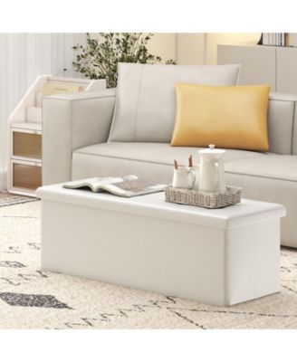 43-Inch Folding Storage Ottoman Bench with Foot Rest