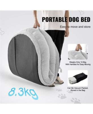 Human Dog Bed 67.7x35x9.8 in Oval Faux Rabbit Fur Cover