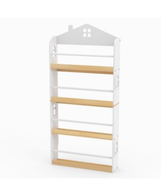 House-Shaped Kids Bookshelf with Anti-falling Baffles