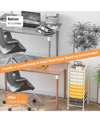 10 Drawer Rolling Storage Cart Organizer with 4 Universal Casters
