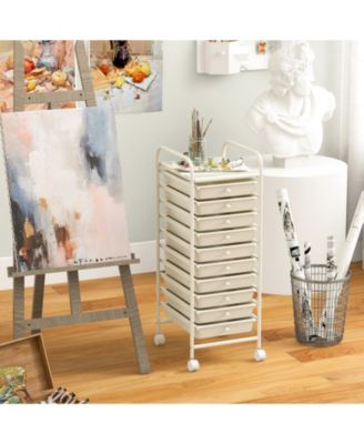 10 Drawer Rolling Storage Cart Organizer with 4 Universal Casters