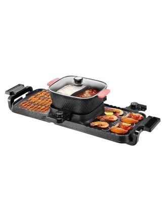 2300W 2-in-1 Electric Hot Pot with Grill, Removable Pot, Dual Temperature Control, Serves 1-6
