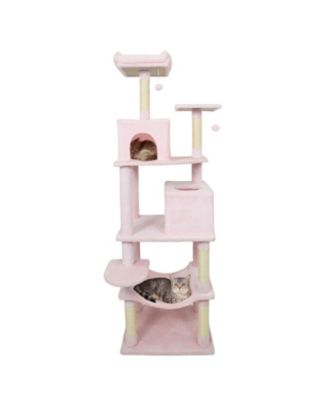 Cat Tree 58 in Modern with Upholstered Perch and 2 Condos