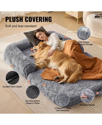 Human Dog Bed 72x48x10 in Washable PV Velvet Foam Cover