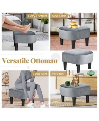 Upholstered Teddy Velvet Club Barrel Chair with Ottoman with Footrest