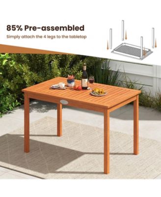 Rectangular Patio Dining Table for 4-6 with Slatted Top