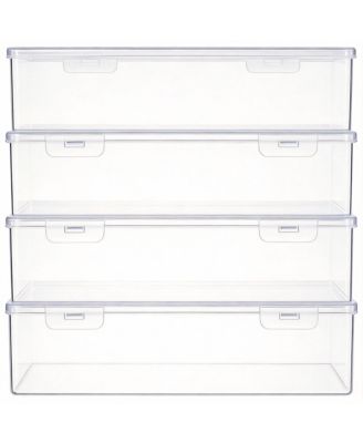 Clear Stackable Organizer Box with Lid for Crafts Tools Makeup 1.3 qt