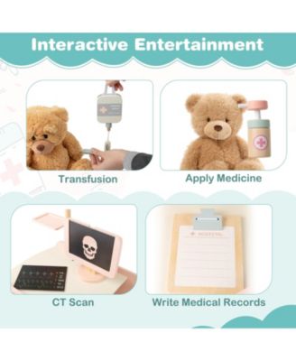 Kids Wooden Doctor Playset Pretend Doctor Kit with Cart, Gift for Ages 3+