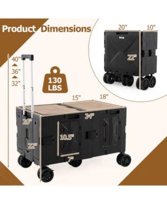 Large Foldable Utility Cart with Two Tier Storage and Handle