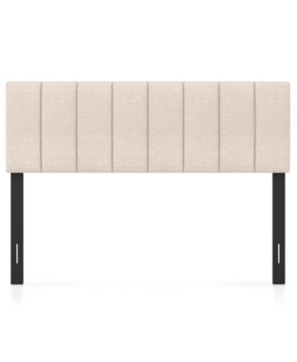 Linen Upholstered Headboard with Solid Wood Legs and Adjustable Width