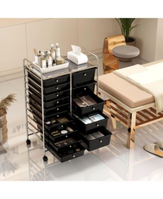 Rolling Storage Cart 15-Drawer Trolley with Chrome Plated Metal Frame