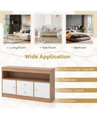 Kids Toy Storage Organizer with Open Shelf and 2 Drawers for Playroom.