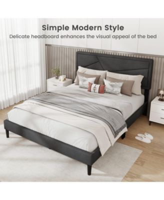 Queen Size Upholstered Platform Bed Frame with High Headboard