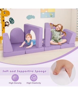 8-Piece Modular Kids Play Couch with Comfy Suede Fabric