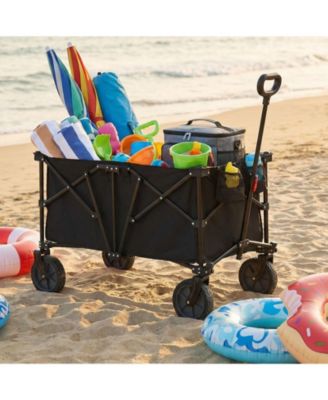 38 Inch 400 LBS Heavy-Duty Collapsible Wagon Cart with Adjustable Handle for Camping Garden