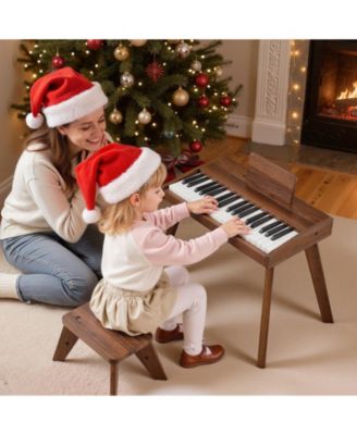 37 Key Wooden Digital Piano Set with Dual Power, Ages 3