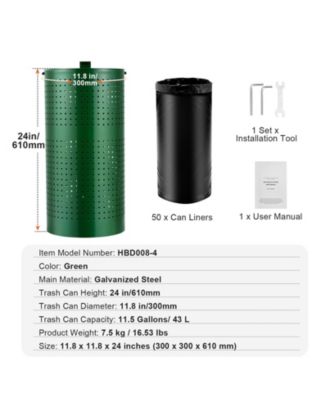 Dog Poop Trash Can 11.5 Gallon 50 Liner Bags Outdoor