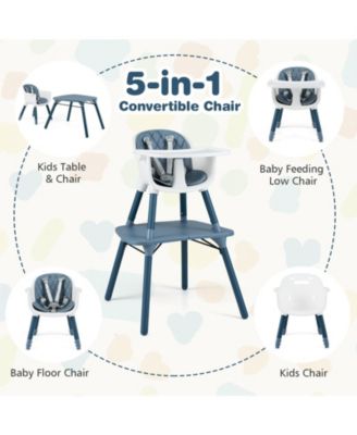 4-in-1 Baby Convertible Toddler Table Chair Set with PU Cushion
