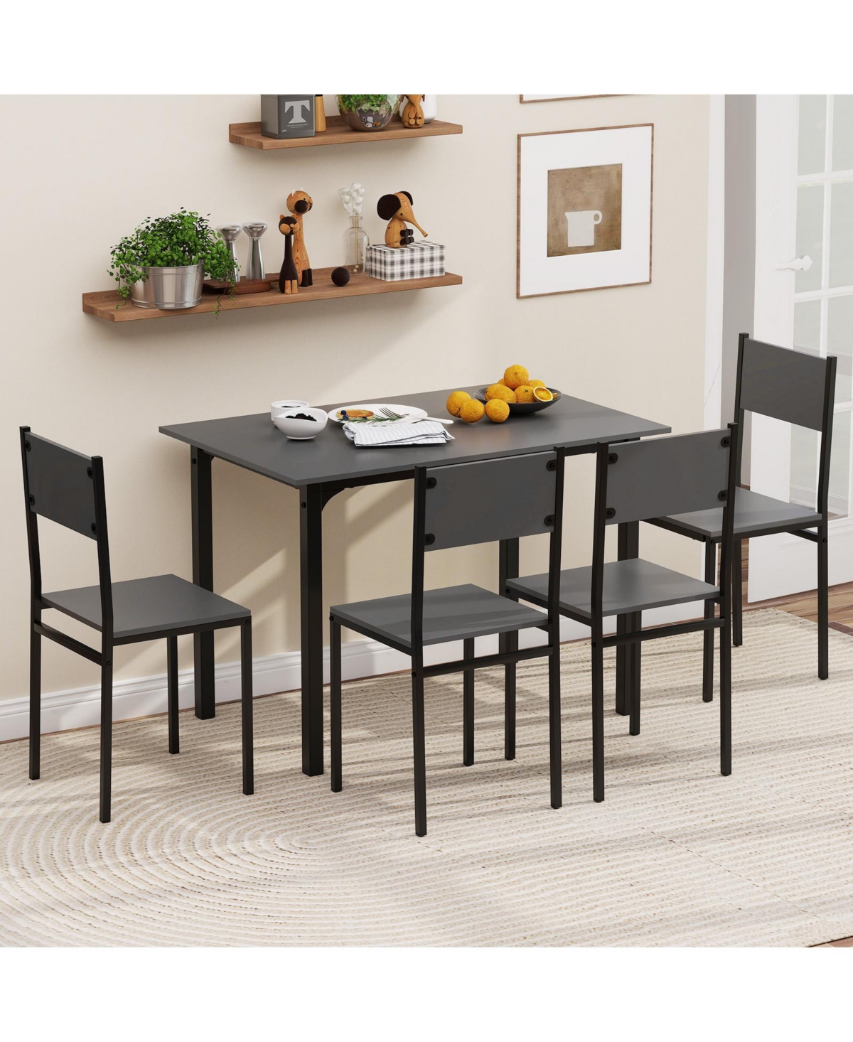 Sugift 5 Piece Dining Table Set Industrial Style Kitchen Table and Chairs for 4