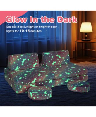 Modular Kids Play Couch Set Glow in the Dark with Portable Handles