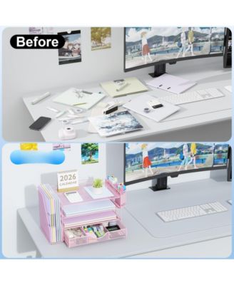 Desk Organizer File Holder 4-Tier Drawer Pen Paper Storage