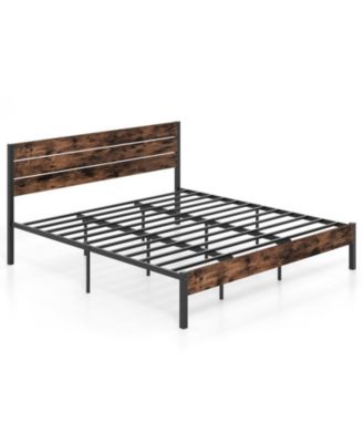 King Size Bed Frame with High Headboard and Mute Bar