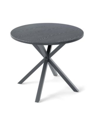 Round 33.5 in Patio Bistro Table with Wood-Like Top and Adjustable Feet