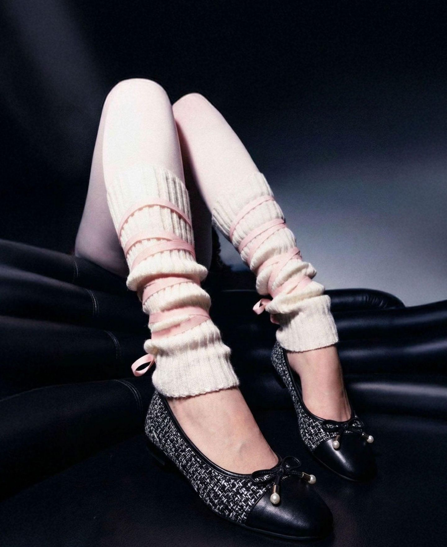 Женские балетки London Rag Acino Boucle Pearl Bow Ballerinas, цвет: Чёрный гладкий — фото 7