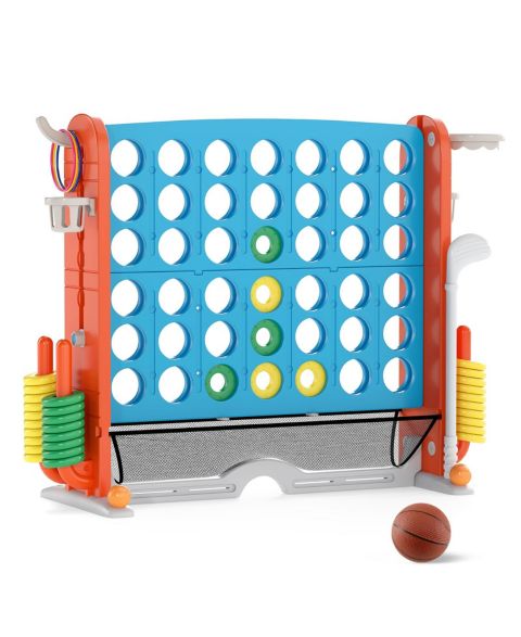 Детские игрушки Slickblue Jumbo 4-to-Score with Ring Toss and Basketball Hoop Game Set, Ages 3+, цвет: Синий / Оранжевый