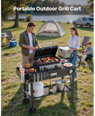 Foldable Outdoor Grill Cart 31x17 Inch Magnetic Tool Rack