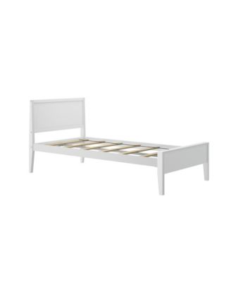 Twin Bed Frame, Solid Wood Classic Platform Bed with Panel Headboard for Kids