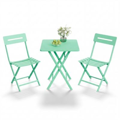 Patio 3-Piece Bistro Set Metal Folding Outdoor Table Chairs