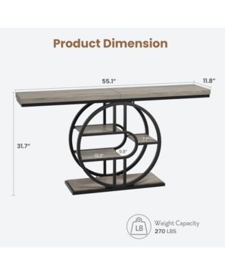 55" Entryway Table, 5-Tier Console Tables for Entryway, Industrial Narrow Sofa Tables with Storage for Living Room, Long Entry Hallway Table
