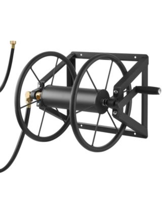 Wall Mounted Hose Reel Holds 200 ft 5/8 in Hose Steel Space Saving