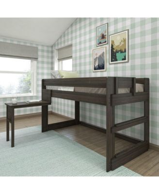 Solid Wood Loft Bed with Desk, Modern Farmhouse High Twin Loft Bed For Kids